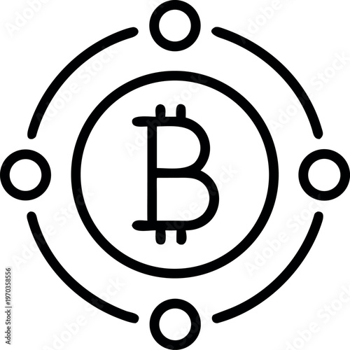 A black and white image of a bitcoin symbol