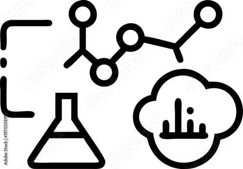 A black and white image of chemistry and data analysis
