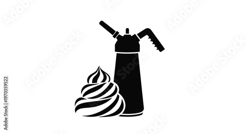 Whipped cream dispenser and swirl a minimalist black silhouette