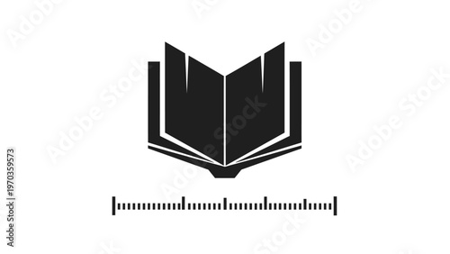 Black stylized open book with a ruler