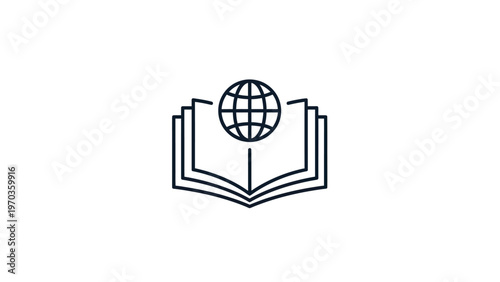 Open book with a globe on top, representing global knowledge and education