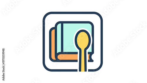 Stylized illustration of a bookmark in a stack of books