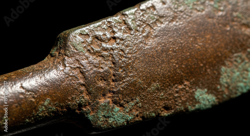 Rusty metal surface with green patina texture