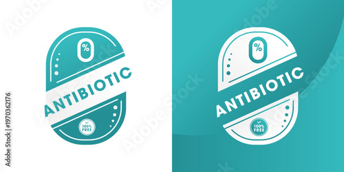Antibiotic free Badge Template Design, Food Safety Label for Product Packaging.