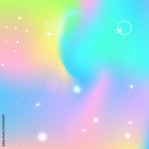 Fairy Invitation. Pink Princess Background. Magic Hologram. Fairytale Fantasy Invite. Purple Cosmic Pattern. Blue Blurred Gradient. Girl Glitter. Dream Fairy Invitation.