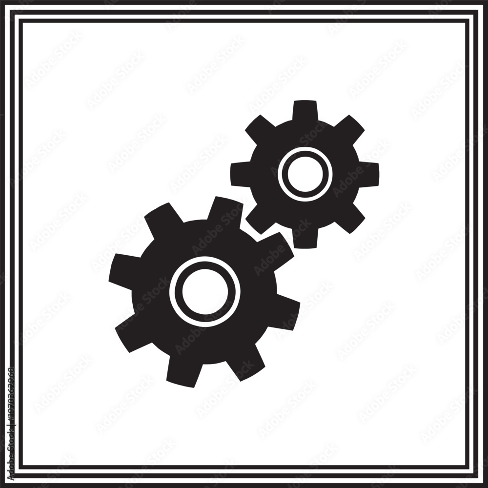 Fototapeta premium Gear Cogwheel Set Minimalist Mechanical Settings Icon Illustration