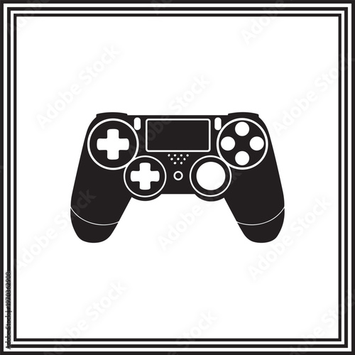 Modern Game Controller Silhouette Minimalist Video Gaming Console Illustration
