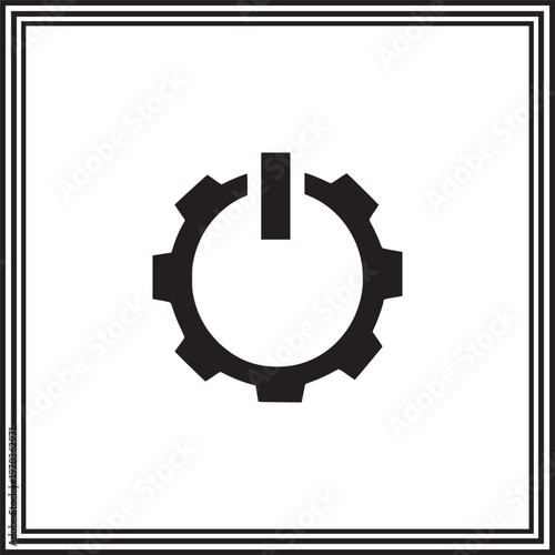 Power Button Gear Icon Minimalist Settings and Technology Symbol Illustration