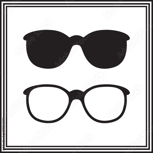 Sunglasses and Eyeglasses Set Minimalist Eyewear Collection Illustration