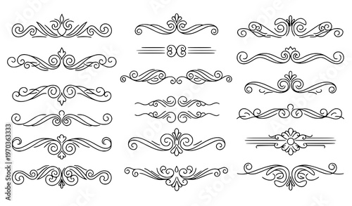 Vintage Ornamental Swirl Dividers – Elegant Black and White Border Set