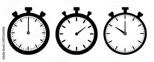 Express delivery stopwatch set with solid black icon on white background featuring stopwatch, express, delivery with traffic light and shipping