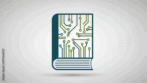 Book with integrated circuit board design on cover