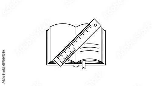 Open book with ruler, representing education, learning, and measurement