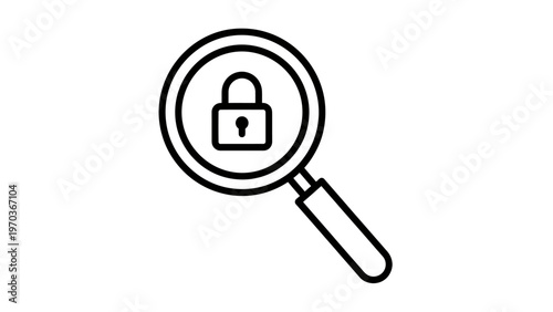 Magnifying glass over a locked padlock icon