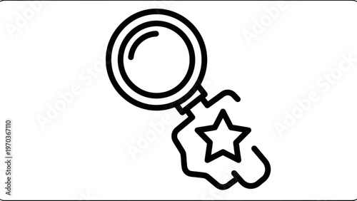 Magnifying glass icon examining a star