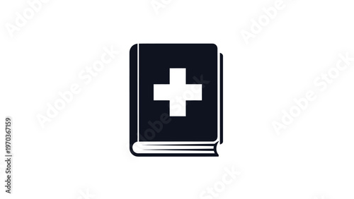 Dark book with white plus sign on cover