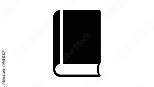 Simple black icon of an open book with blank pages on a white background