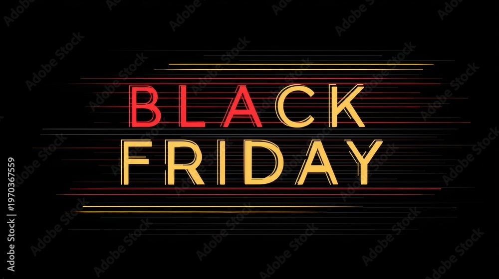 Obraz premium Bold Black Friday banner with modern linear typography on a deep black background