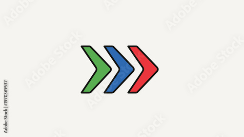 Three chevron shapes in green, blue, and red point to the right Free Download Three chevron shapes in green, blue, and red point to the right - GFXLoad