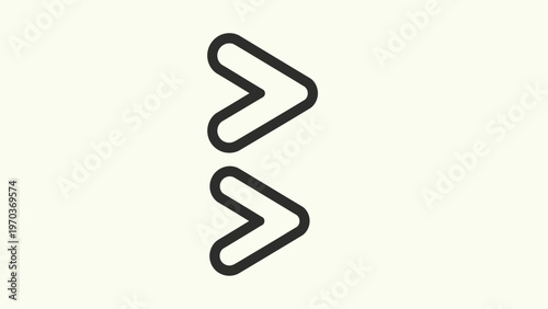 Two bold black chevrons pointing right on a light cream background