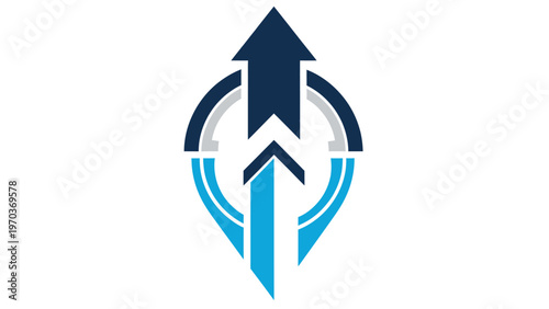 Abstract symbol with upward arrows and circular elements