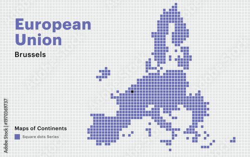 Geometric Pixelated EU Map and Brussels Capital City