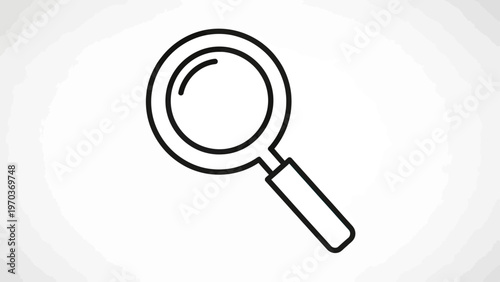 A simple black outline of a magnifying glass on a white background