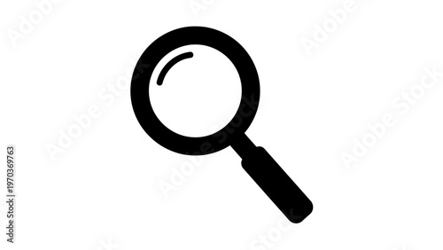 Simple black icon of a magnifying glass on a white background