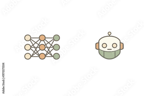 A minimalist vector illustration showing a neural network