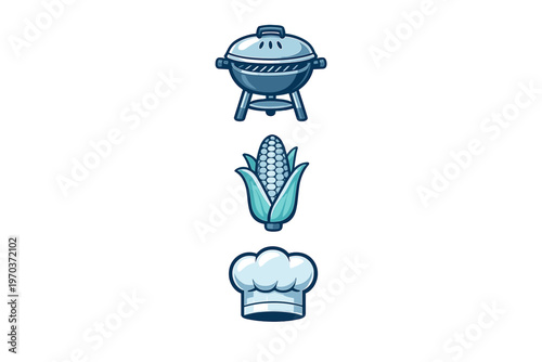 A vertical collection of three stylized icons featuring a charcoal