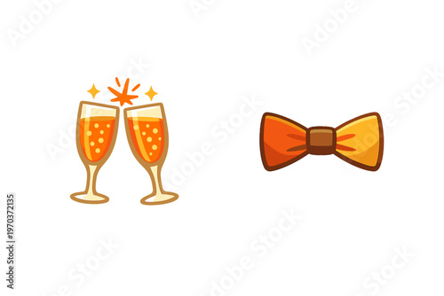 A stylized vector illustration featuring two clinking champagne