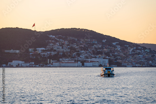 Scenic view of Heybeliada in the Princes' Islands, Istanbul, Turkey, at sunset