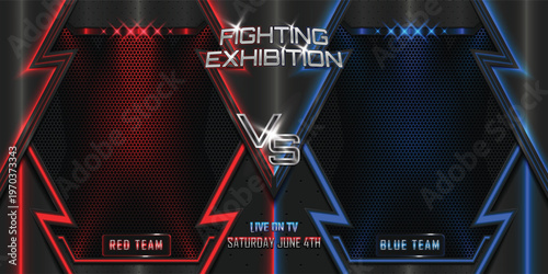 Fighting exhibition versus graphic a dynamic battle arena design