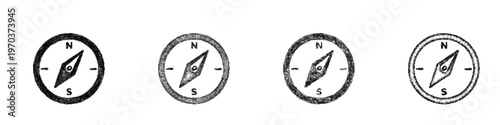 Sketch magnetic compass icon design set