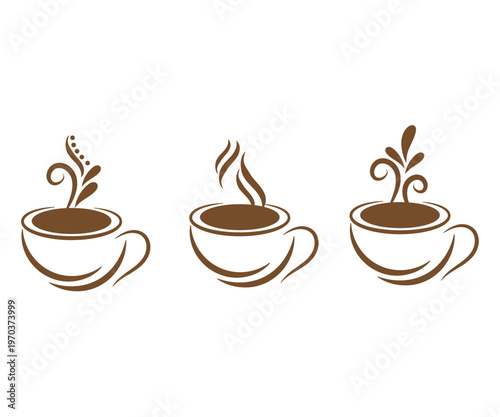 Coffee Cup With Heart Shape Logo Design, Vector Illustration