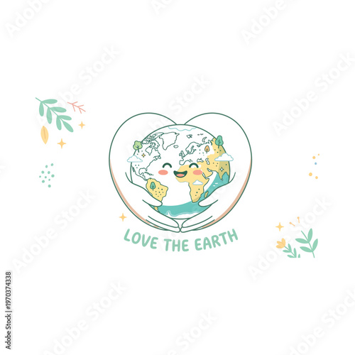 Earth in heart shape illustration.