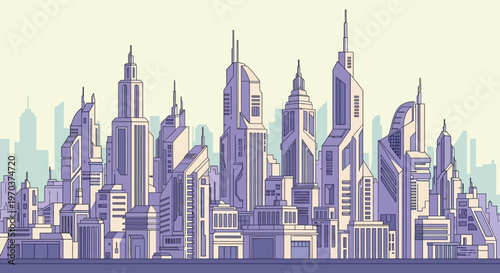 City Skyline with Modern Skyscrapers.