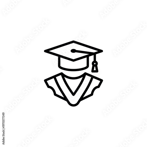 Graduation Cap and Gown Icon.