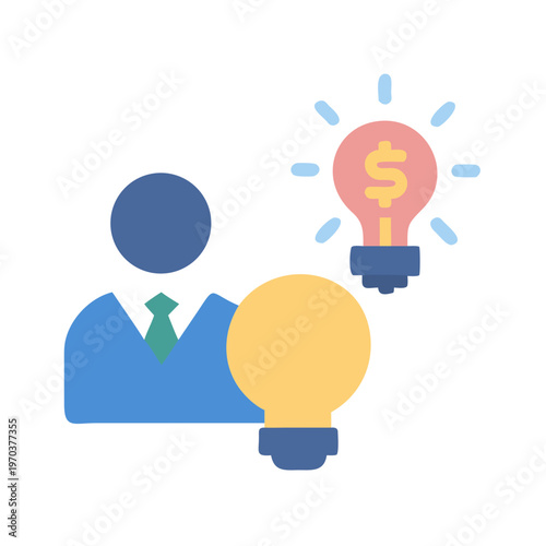 Businessperson with innovative money-making ideas, concept illustration of financial innovation and strategy