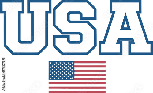 Independence Day American flag with the words usa, usa, and a presidential seal Vector USA