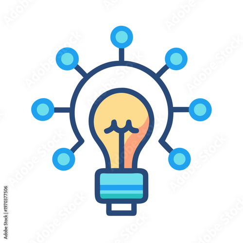 Light bulb with network connections symbolizes creative ideas and technological innovation in business