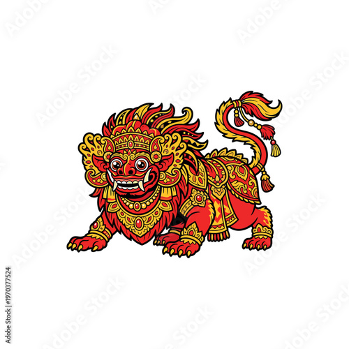 Traditional Thai Lion Dance Costume Character.
