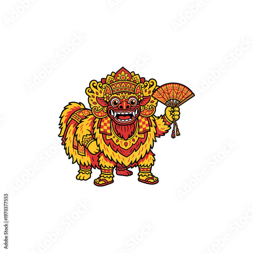 Traditional Balinese Lion Dance Costume Character.