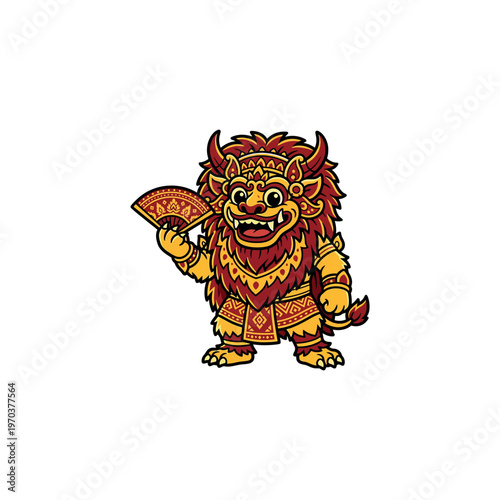 Cartoon lion dance creature character.