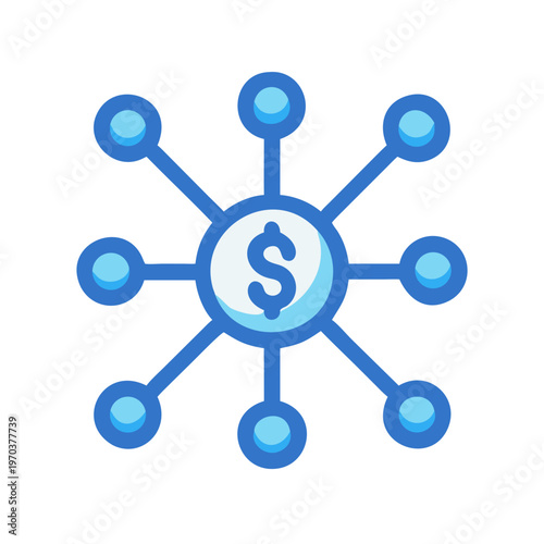 Decentralized finance icon representing networked value exchange in flat design style
