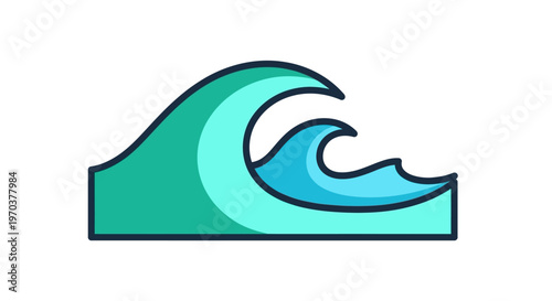 Cartoon wave icon graphic design element.