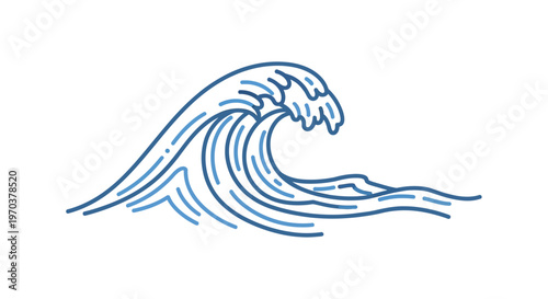 Large Ocean Wave Crashing Blue Water.