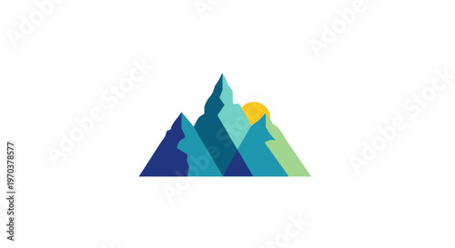 Mountain peaks in geometric shapes.