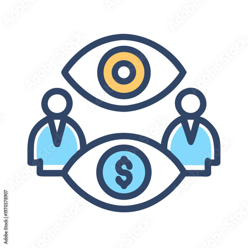 Teamwork observing financial opportunities, monitoring dollar investments and business strategies for success