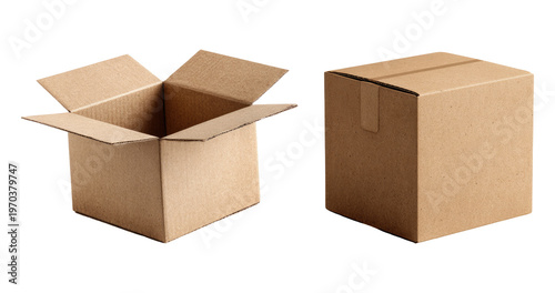 Cardboard box warehouse mockup, png file of isolated cutout object with shadow on transparent background